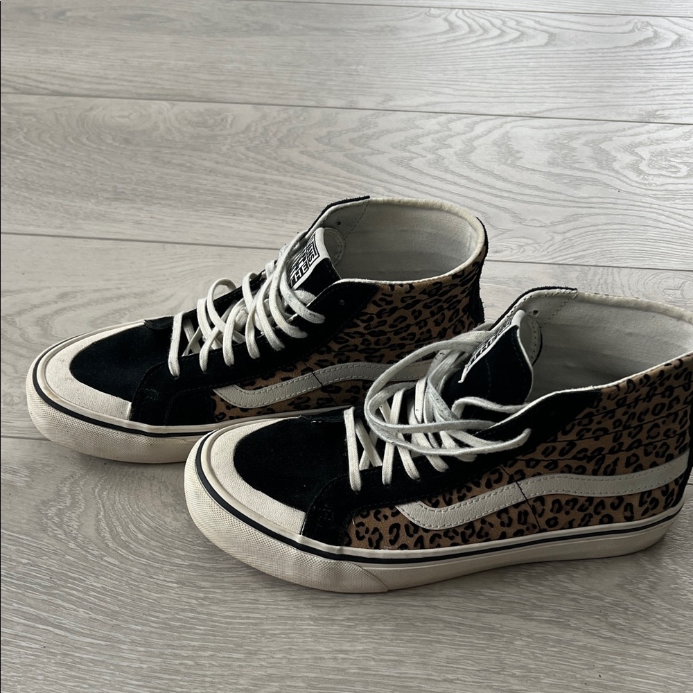 Vans Leopard Print High-Tops with White Laces